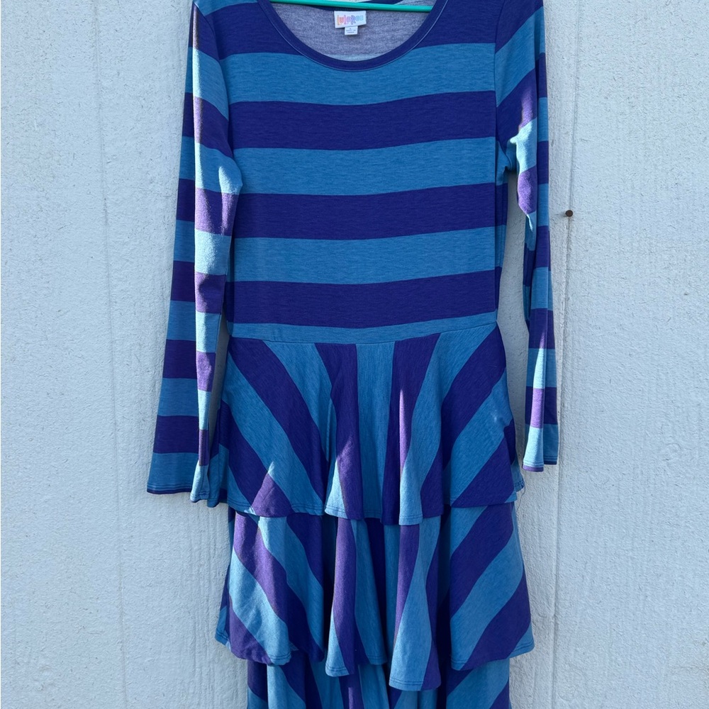 LuLaRoe Blue and Purple Georgia Dress - Picture 3 of 6
